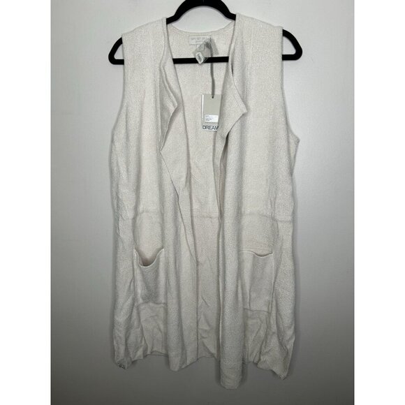 Barefoot Dreams CozyChic Ultra Lite Cascading Vest Sand Dune Size Medium NWT - Picture 1 of 11